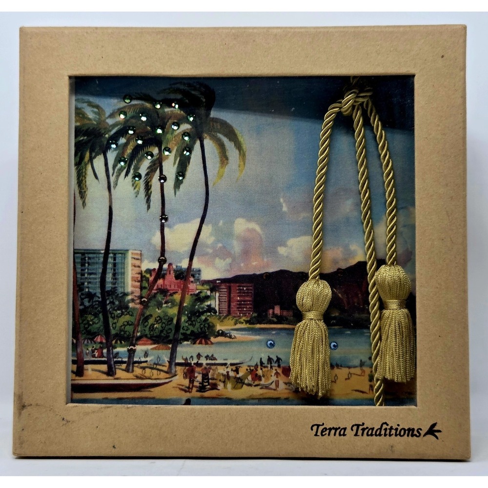 NEW Terra Traditions Slip-in Photo Album Beach Artwork Swarovski Crystals Tassel